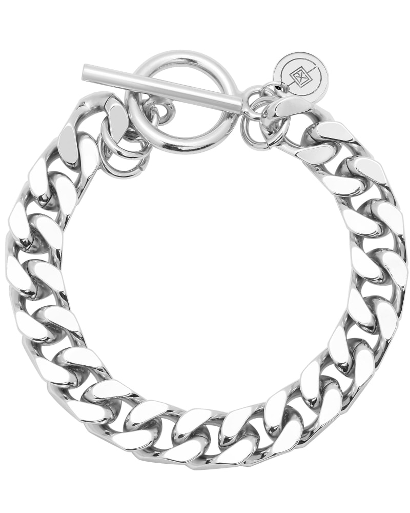 Front of a size 8" Tara Toggle Bracelet 8" Silver in Silver by Eklexic. | dia_product_style_image_id:279421
